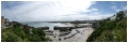 June 2013: A panoramic view of Newquay harbour and Newquay beach in Cornwall